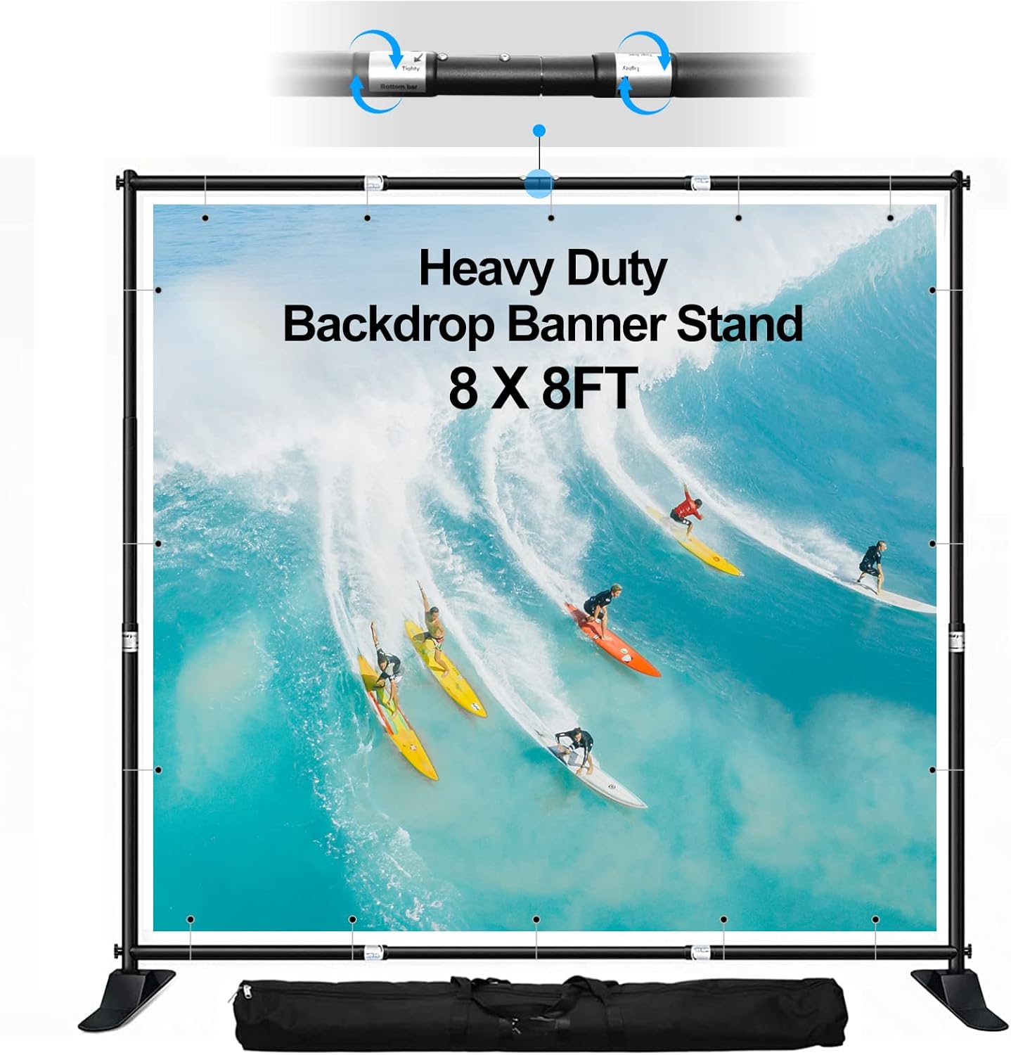 FUDESY 8x8 ft Backdrop Banner Stand for Photo Booth Parties