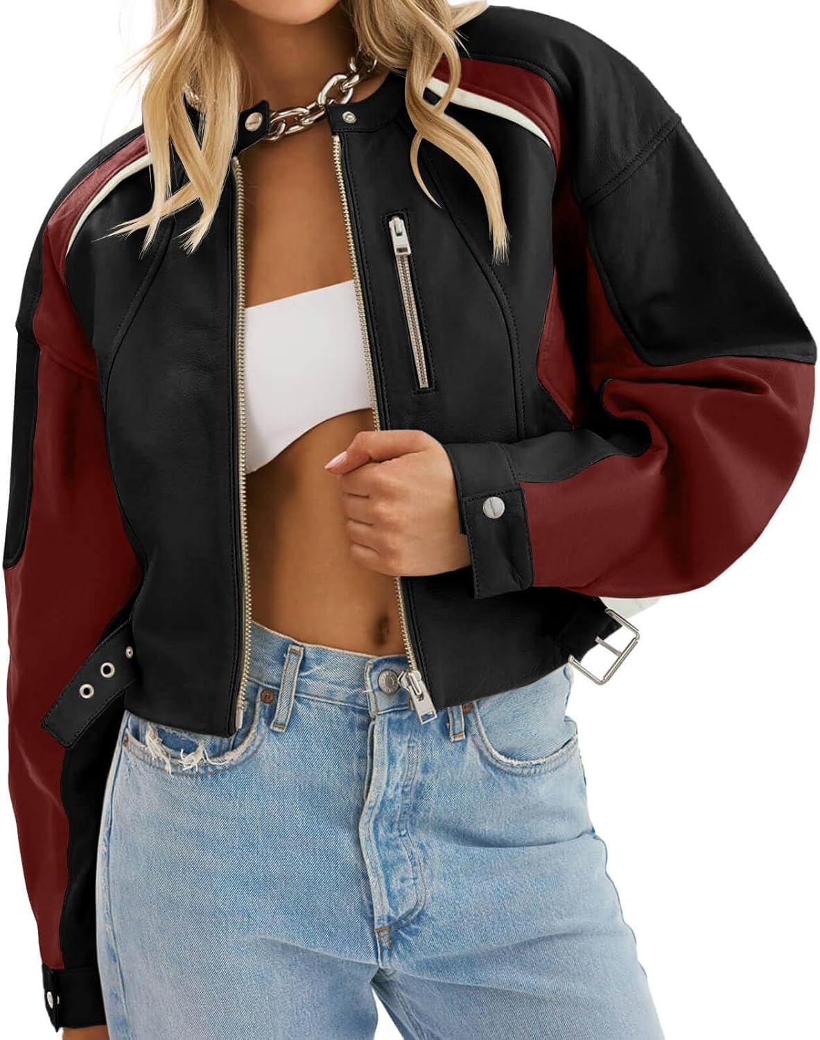 Stylish Womens Faux Leather Bomber Jackets for Fall Fashion