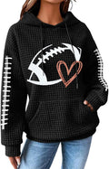 Game Day Hooded Sweatshirt Women Waffle Knit Long Sleeve - Cozy Fit