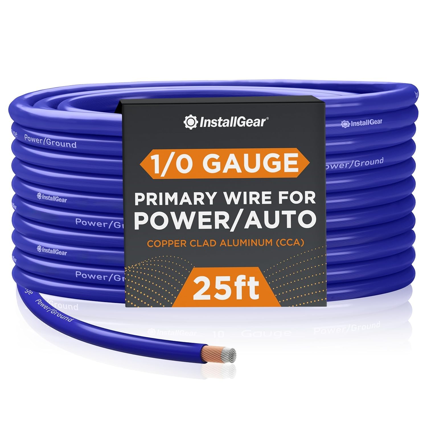 InstallGear 1/0 Gauge Wire - Durable Copper Clad Aluminum Cable