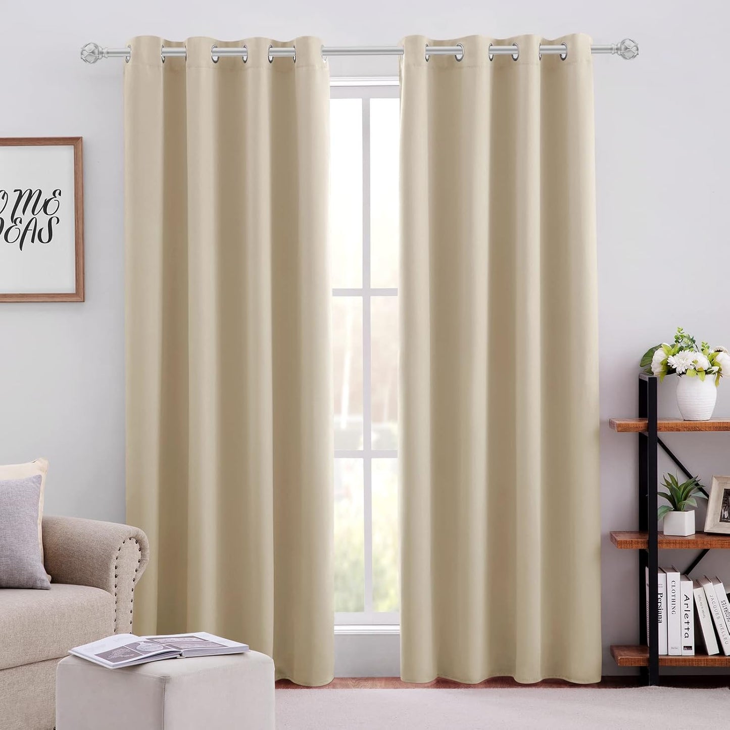 Beige Blackout Curtains 52 X 84 Inch Room Darkening Panels