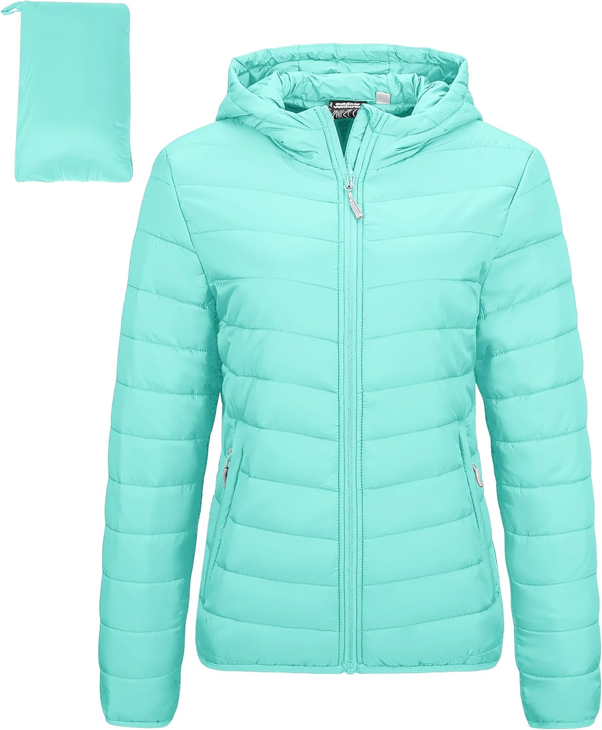 Packable Lightweight Full-Zip Puffer Jacket for Women