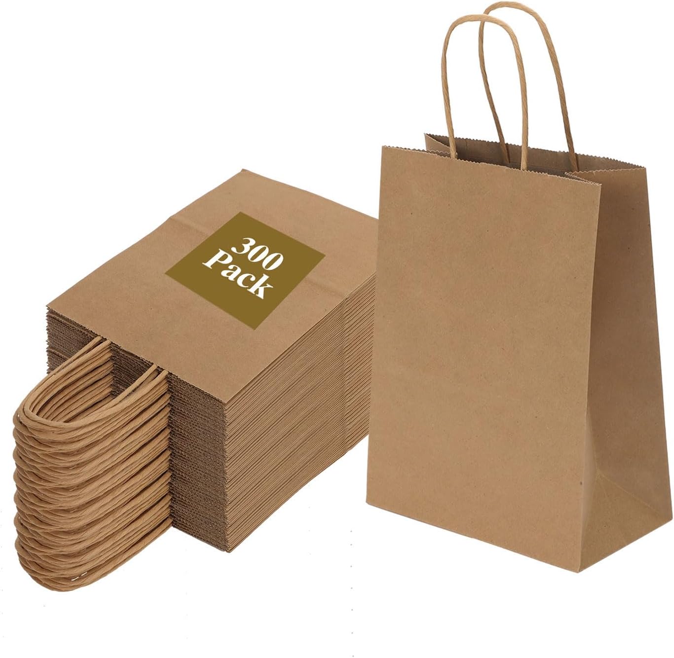 Kraft Paper Gift Bags 300 Pack for Parties and Retail Use