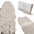 Hetto Weft Hair Extensions Real Human Hair 16 Inch Platinum Blonde