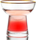 Lysenn Vertical Stripes Margarita Glasses Set - Elegant Hand Blown Glassware