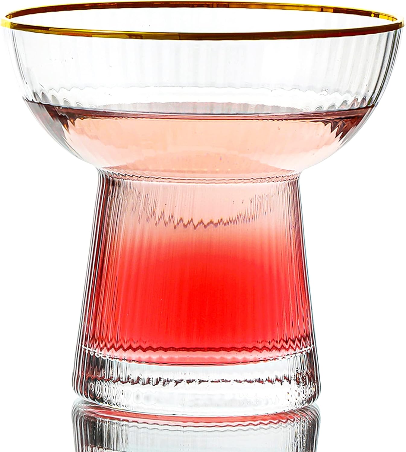Lysenn Vertical Stripes Margarita Glasses Set - Elegant Hand Blown Glassware