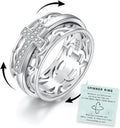 Sterling Silver Cross Spinner Ring Fidget Band - Comfort Spin