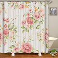 Watercolor Vintage Floral Shower Curtain 72 x 72 in - Blush Pink Peach