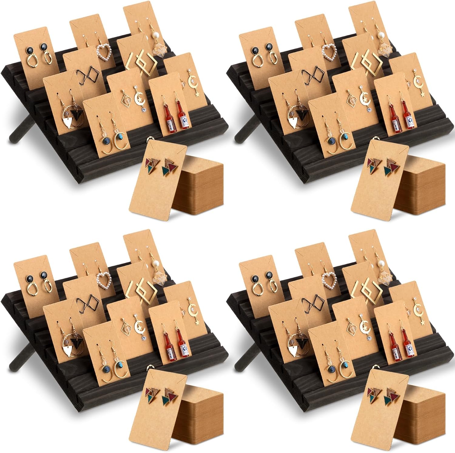 124 Pcs Wooden Earring Display Stand for Jewelry Selling