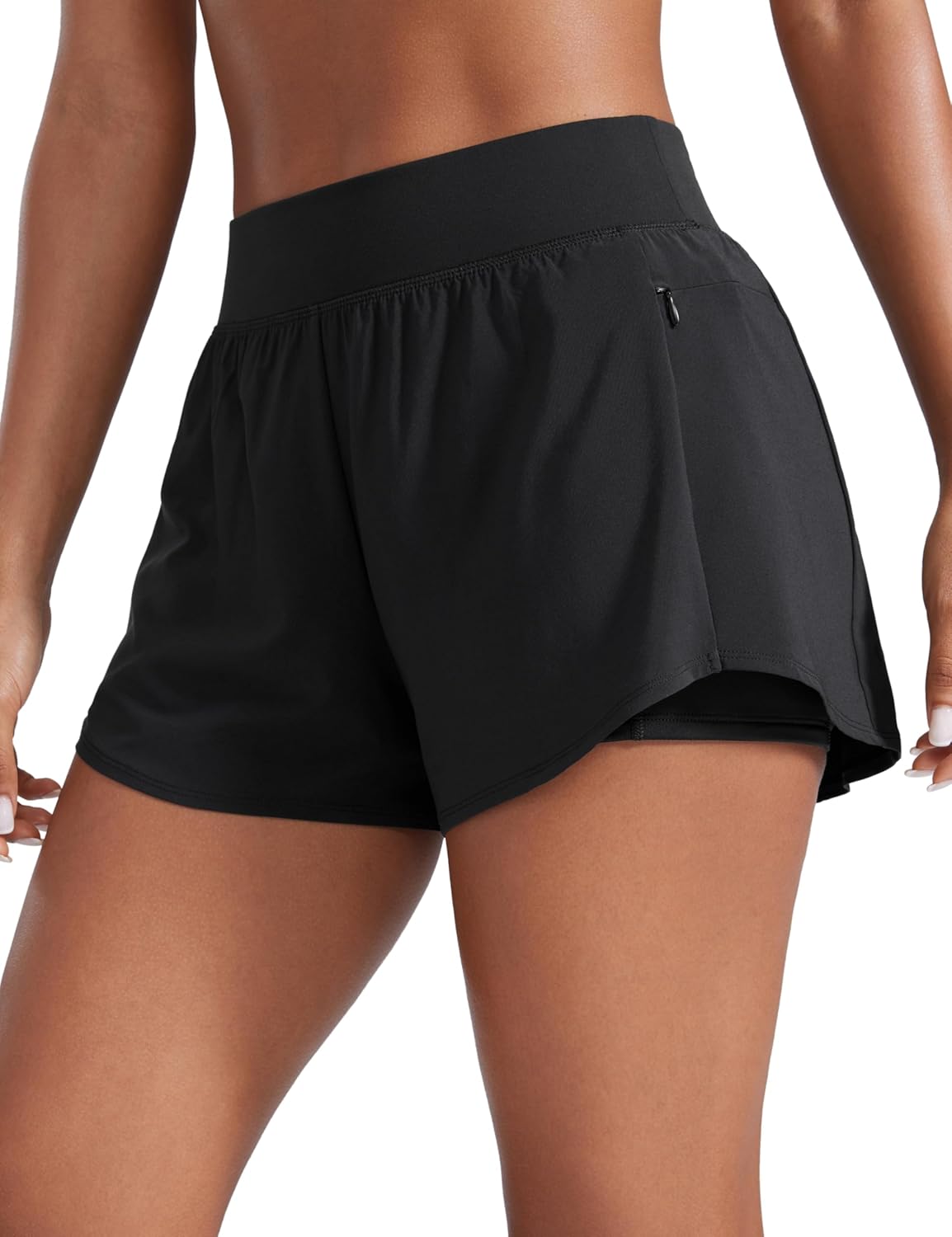 CRZ YOGA Double Layer Running Shorts for Women 3 in 1 Workouts