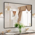 Black Bathroom Mirror 48in x 30in Rectangle - Modern Wall Vanity