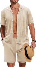 COOFANDY Men's Knit Polo Shirt Set for Casual Summer Style