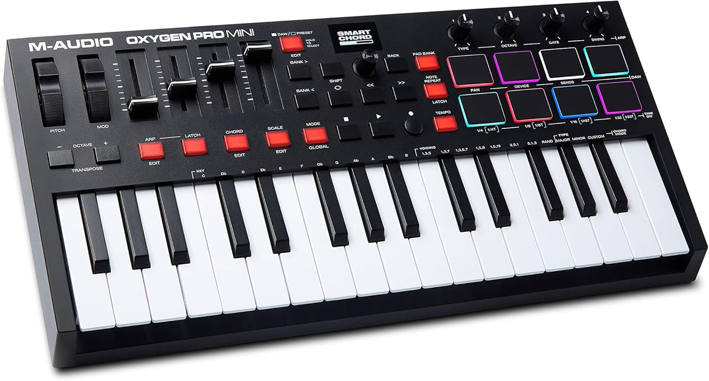 M-AUDIO Oxygen Pro Mini - Compact MIDI Keyboard with Beat Pads