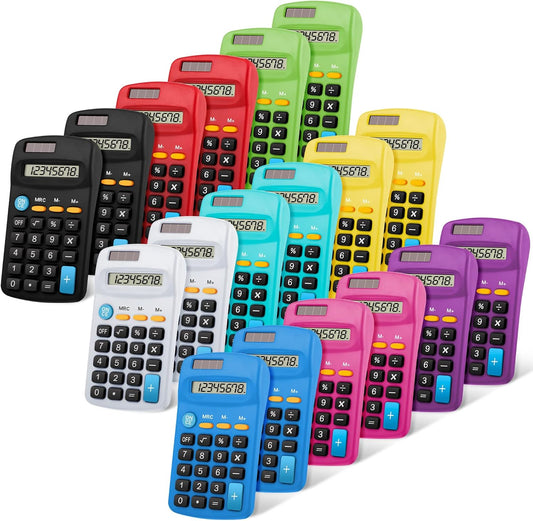 Compact Solar Pocket Calculators - Set of 36 for Students & Kids