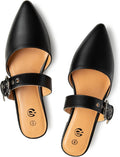Pointed Toe Backless Mules for Women - Adjustable Strap Comfort