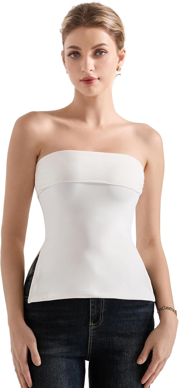 Trendy Tube Tops for Women with Side Split and Backless Design