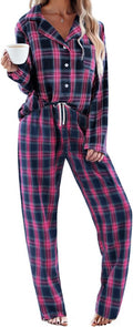 Ekouaer Pajamas Set for Womens 2 Piece Cotton Plaid Pjs - Cozy Flannel