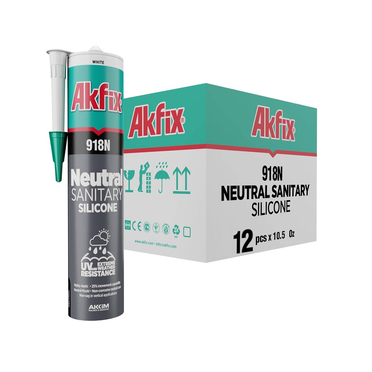 Akfix 918N White Silicone Caulk for Kitchen and Bathroom Use