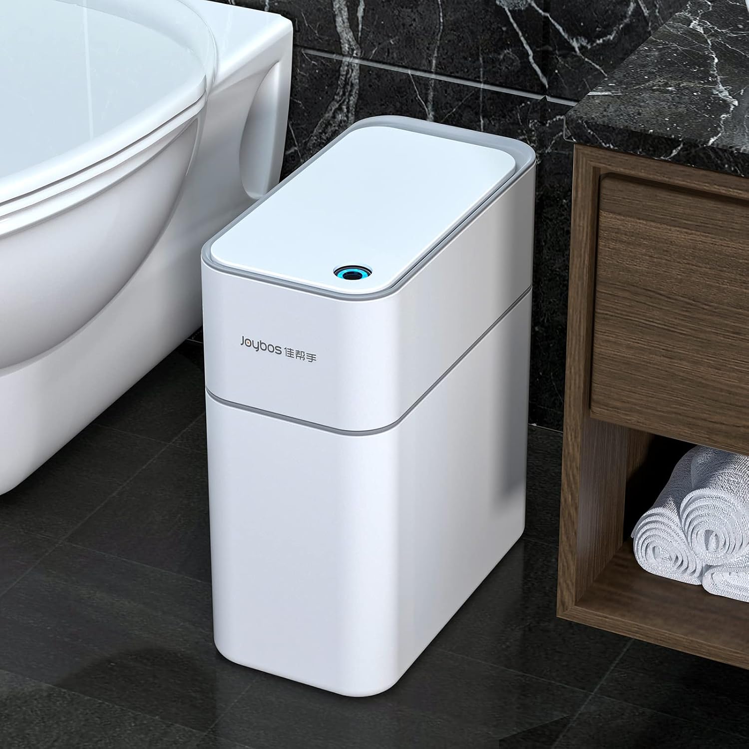 MOPALL Small Bathroom Trash Can with Lid and Motion Sensor