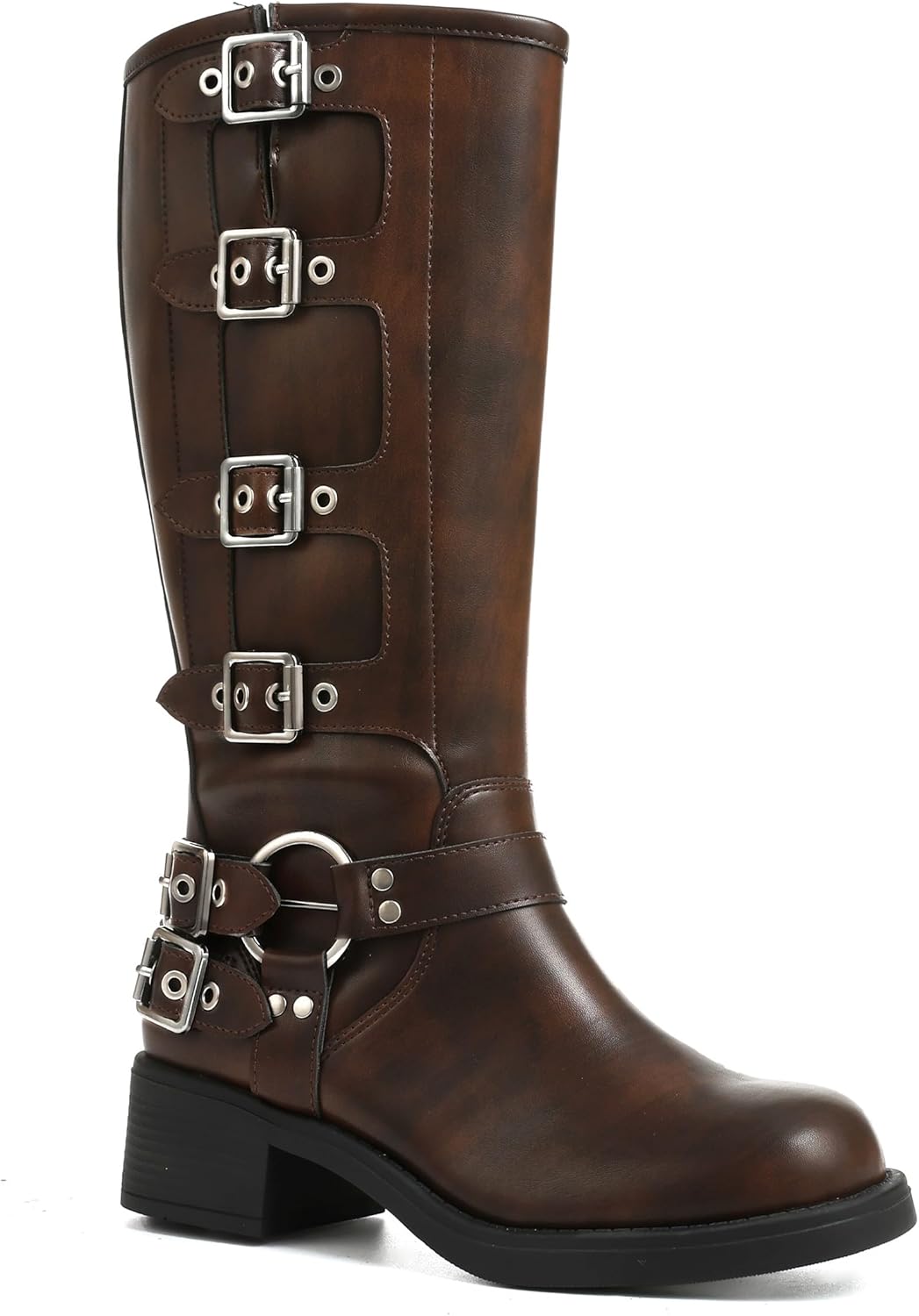 Knee High Boots Women Square Toe Pull On Wide Calf Fashion
