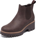 Chunky Platform Chelsea Boot With Elastic Low Wedge Heel - Slip On