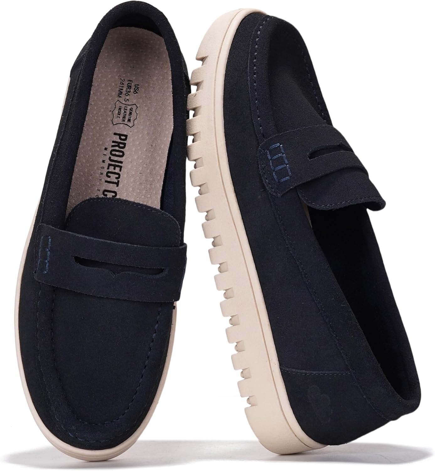 Project Cloud Genuine Leather Loafers for Women with Memory Foam