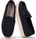 Women's Leather Memory Foam Loafers - Lightweight Non Slip Comfort