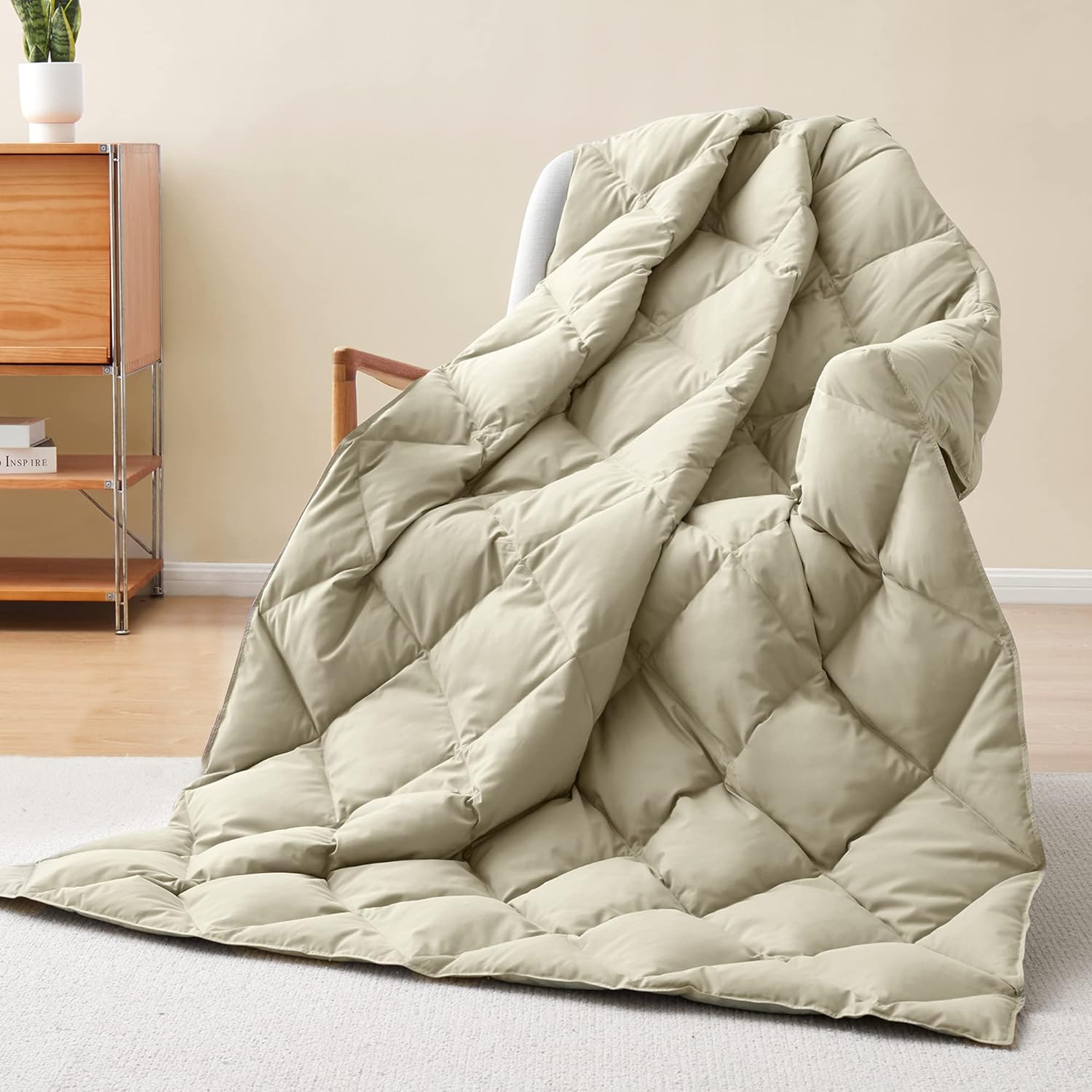 Puredown Lightweight Down Throw Blanket for Cozy Comfort