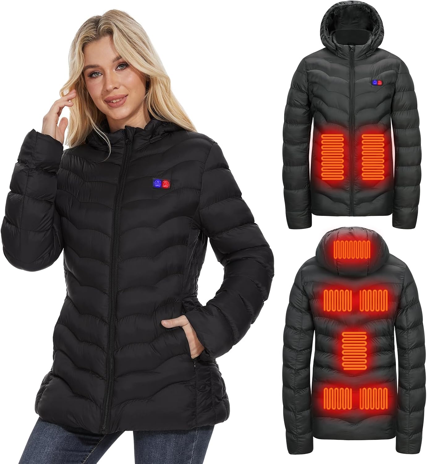 Womens Heated Jacket with 10000mAh Battery Pack for Comfort