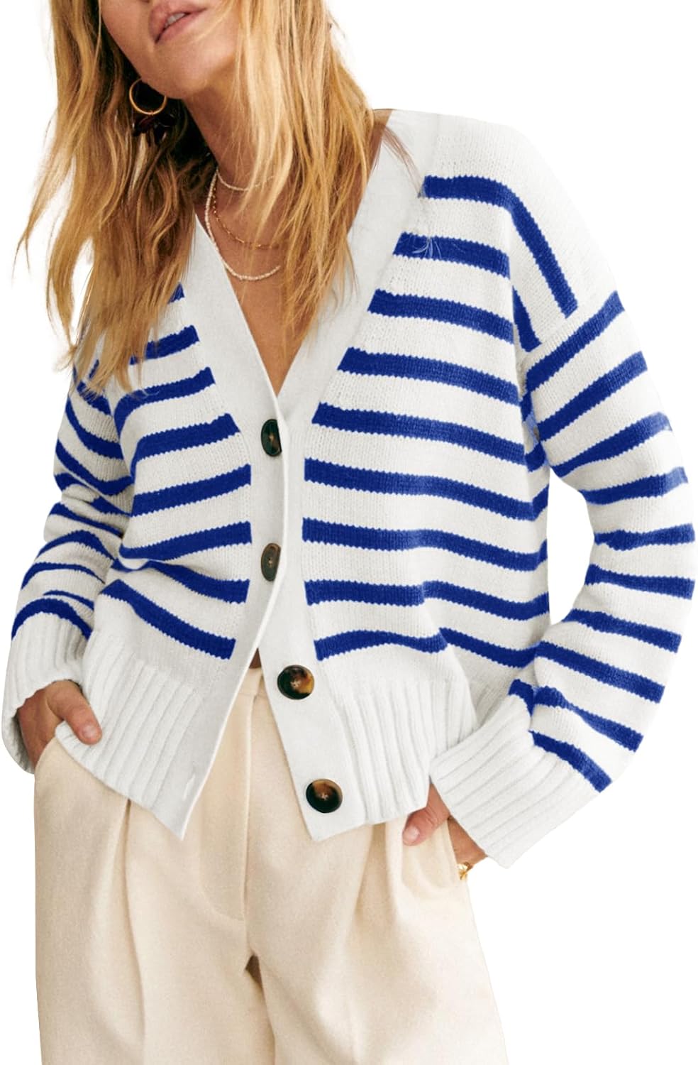 Saodimallsu Womens Striped Cardigan Sweaters for Trendy Style