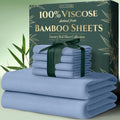 Full Size Viscose Bamboo Sheets 6pc Set - Light Blue, Cooling Comfort
