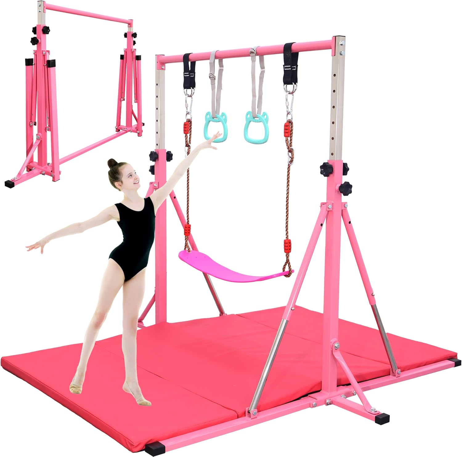 Foldable Gymnastics Bar for Kids Ages 3-15 - Adjustable Fun