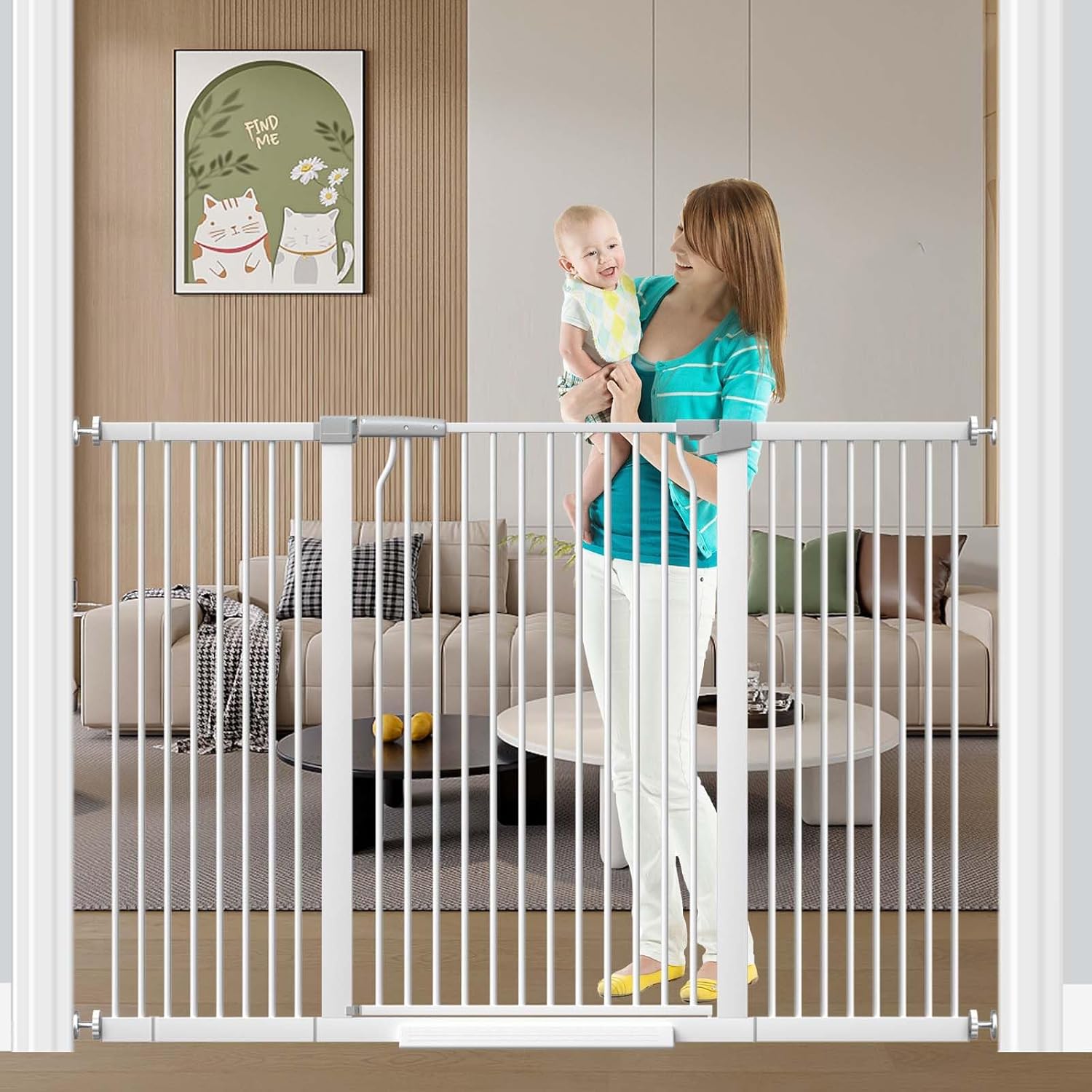 Extra Tall 40.5in Pet Gate for Doorway and Stairs Safety