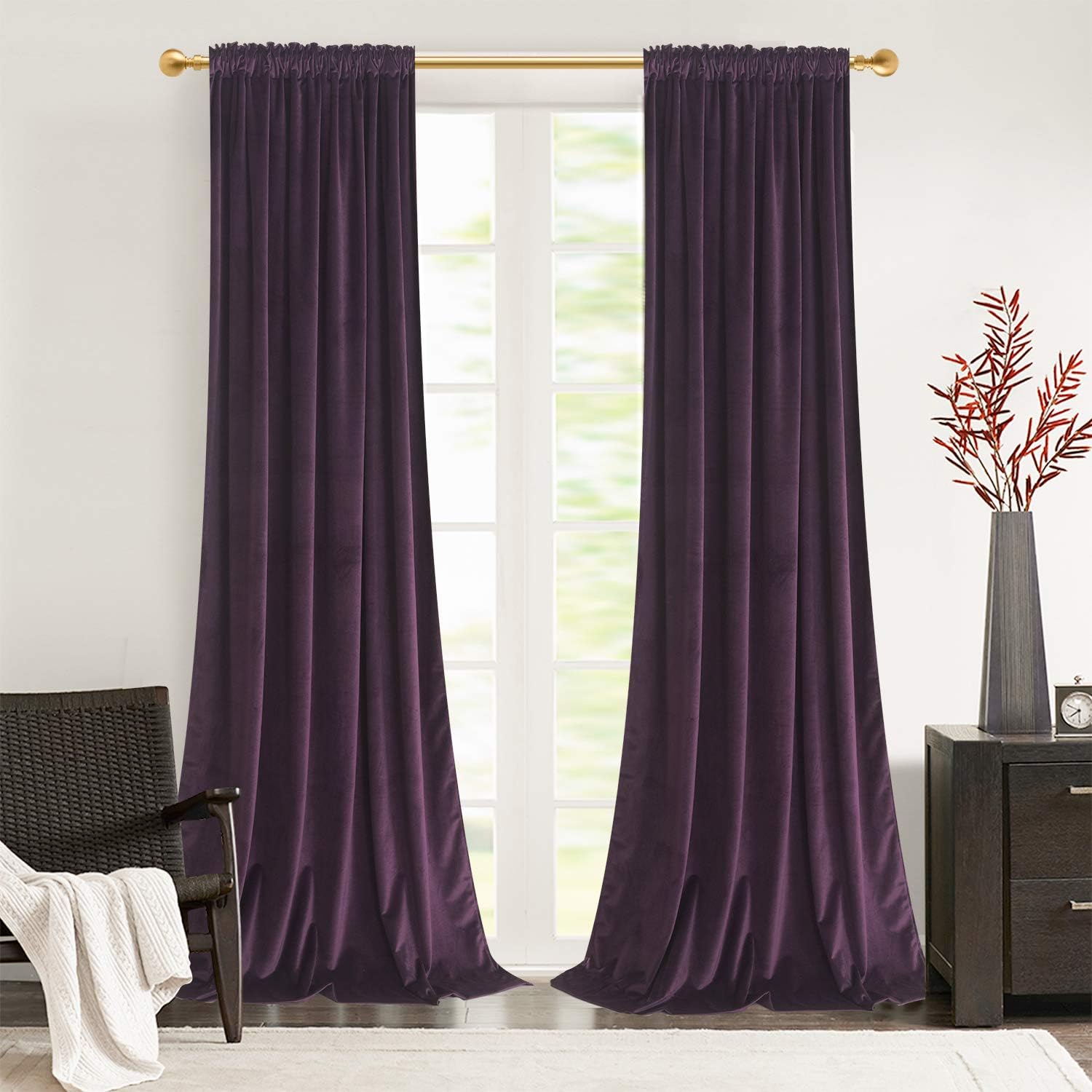Roslynwood Deep Purple Velvet Curtains - Energy Saving Luxury Set