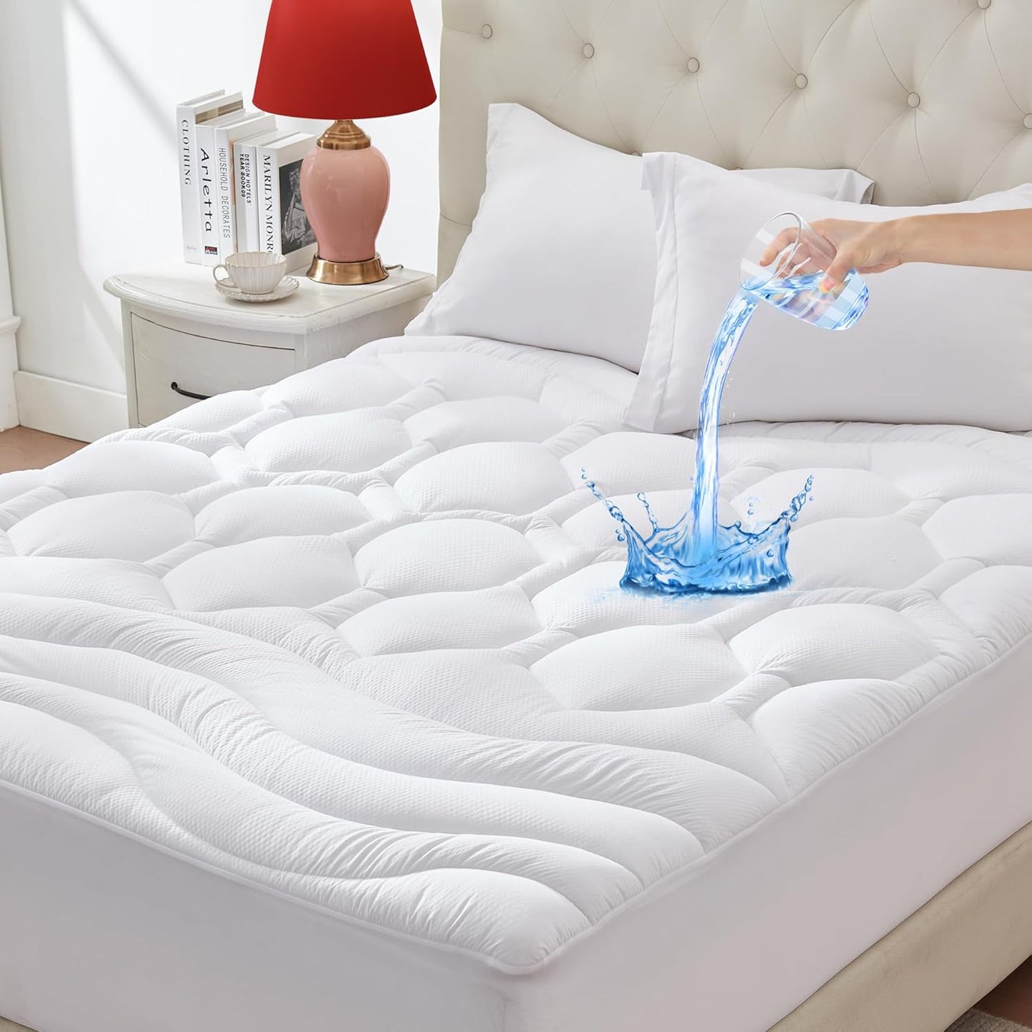 Twin XL Mattress Pad Waterproof Soft Cooling Topper for Dorm