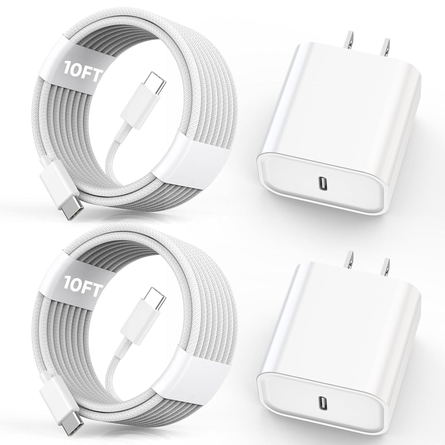 iPhone 16 15 Charger Fast Charging with 10FT Woven Cable Pack