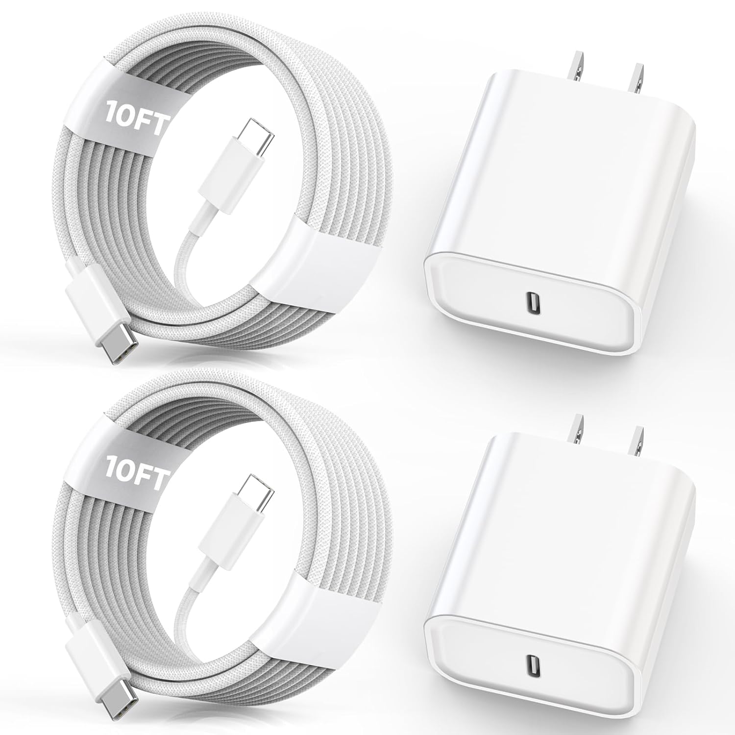 iPhone 16 15 Charger Fast Charging with 10FT Woven Cable Pack