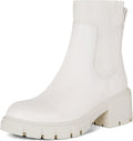 Athlefit Women's Chelsea Platform Ankle Boots - Slip On Chunky Lug