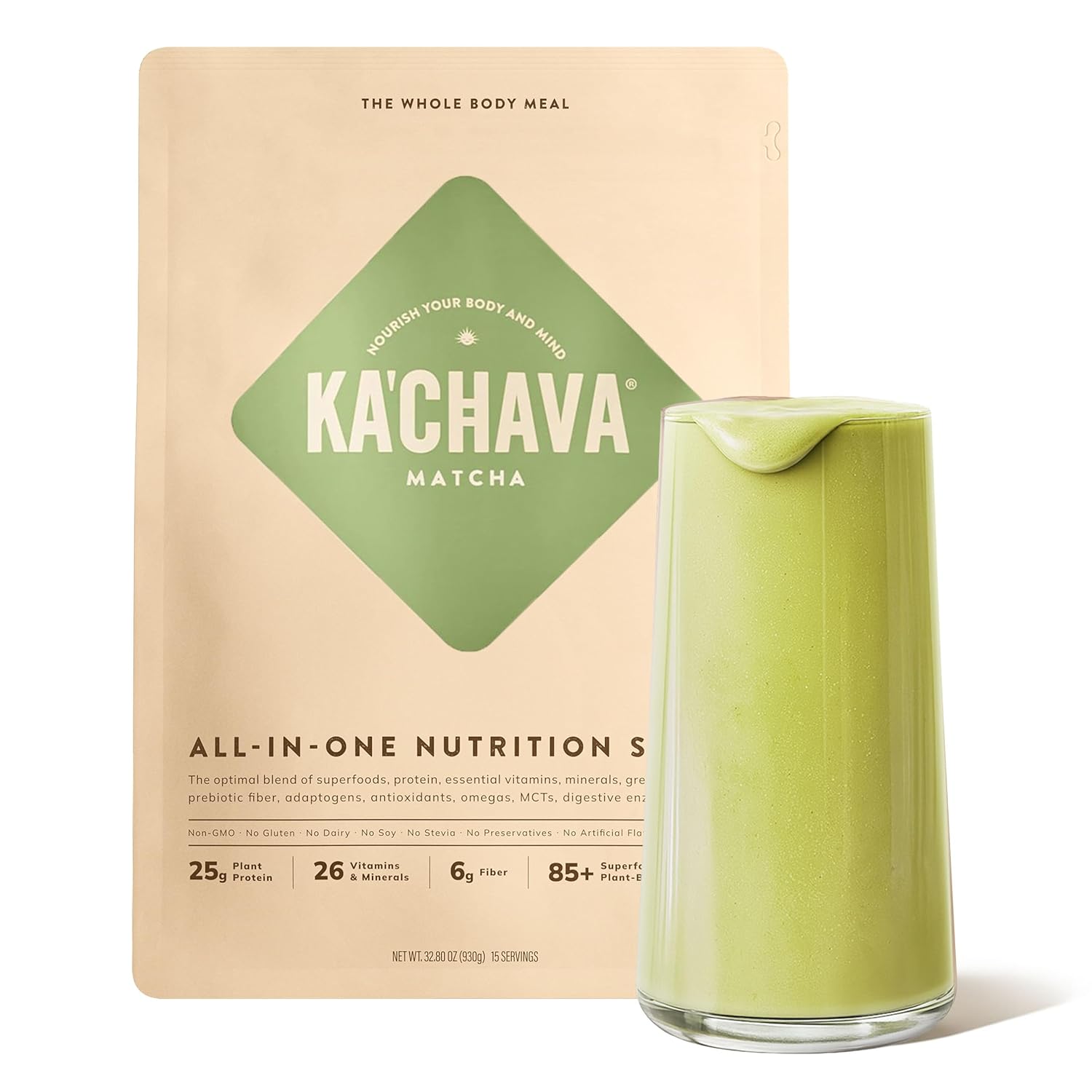 KaChava Whole Body Meal Shake Matcha 2 lb Vegan Protein Powder