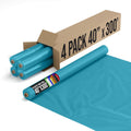 Party Solids Turquoise Plastic Table Cover Roll 4 Pack - Heavy Duty