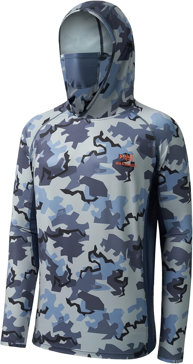 BASSDASH UPF 50+ Camo Fishing Hoodie with Mask