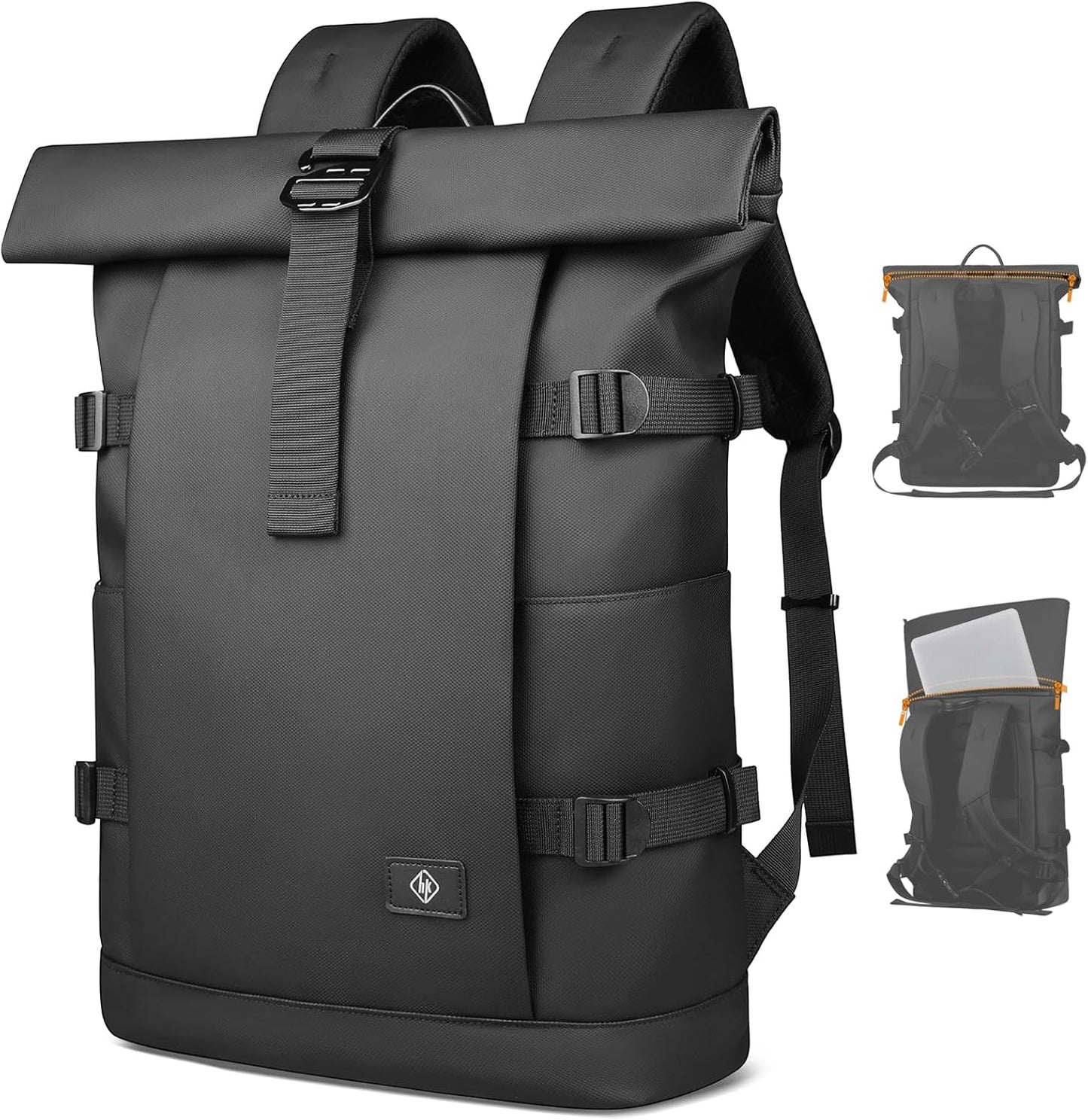 Rolltop Laptop Backpack for Men Women - Expandable Anti-Theft
