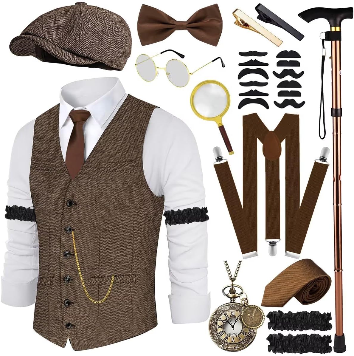 1920s Mens Costume Accessories Set for Roaring 20s Events