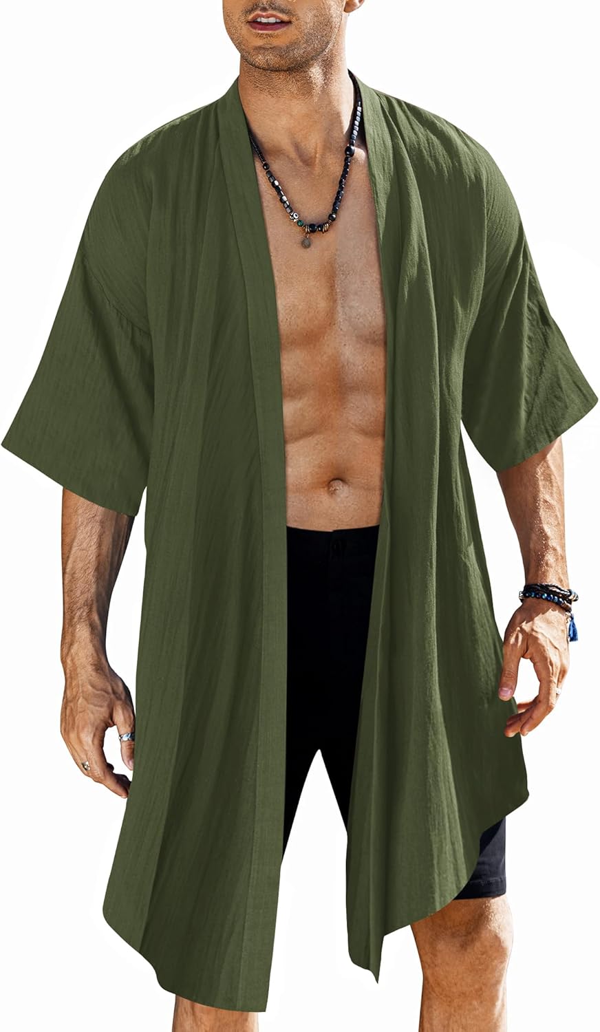 Stylish COOFANDY Men's Ruffle Shawl Collar Lightweight Cardigan
