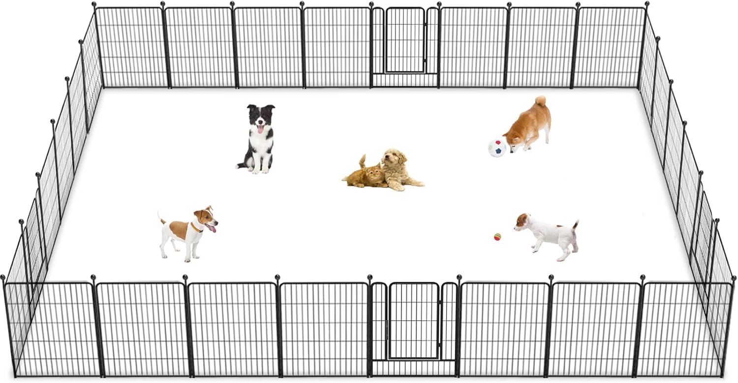 Dog Playpen 32 Inch Heavy Duty Metal Fence for Medium Small Dogs