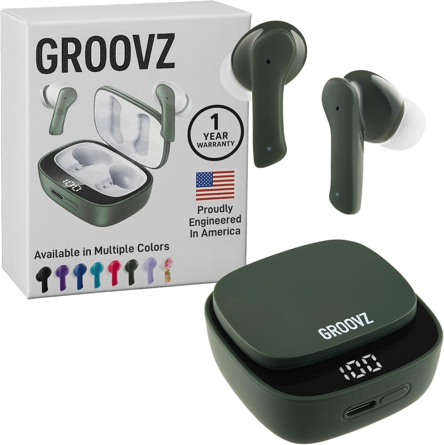 Groovz True Wireless Earbuds - 27Hr Battery & IPx4 Water Resistant