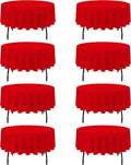 Red Round Tablecloth 90 in 8 Pack - Reusable Stain & Wrinkle Resistant