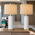 PORTRES 24ft Modern Ceramic 3-Way Dimmable Touch Table Lamp Set of 2