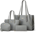 Women Synthetic Leather 4pc Handbag Tote Set - Spacious Everyday Tote