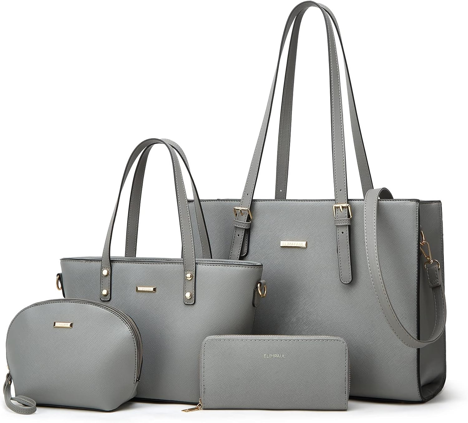 Women Fashion Synthetic Leather Handbags Tote Bag Set 4pcs